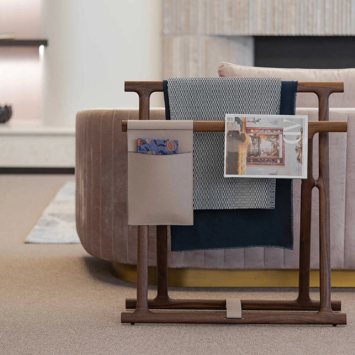 Solid Walnut Blanket Rack | Pinetti Chelsea | OROA.com