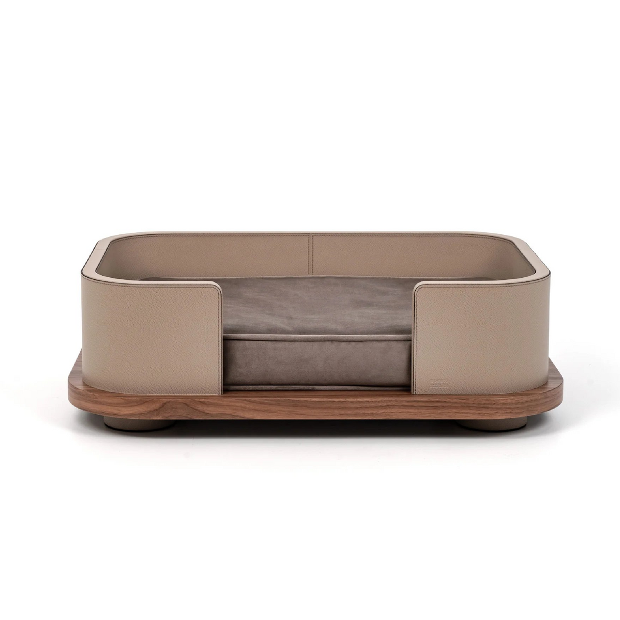 Taupe Leather Cushioned Pet Bed | Pinetti | OROA.com