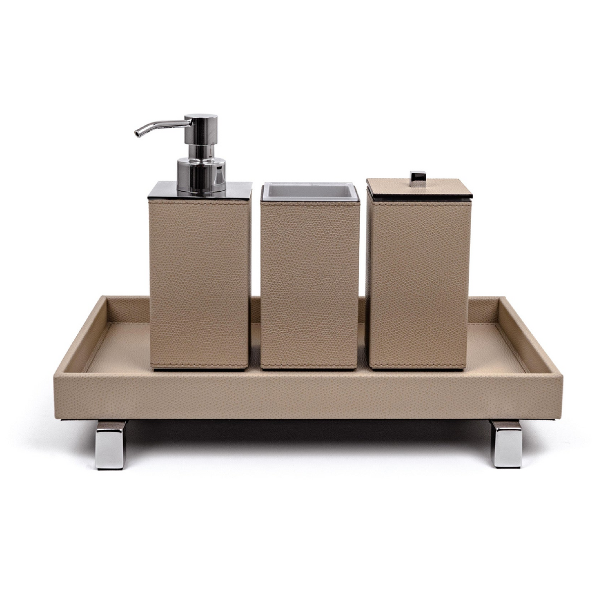 Square Leather Bathroom Set | Pinetti Poseidon | OROA.com