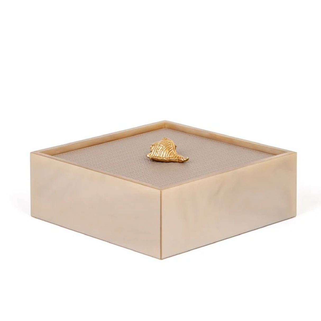Leather Lidded Square Box L | Pinetti Bea | OROA.com