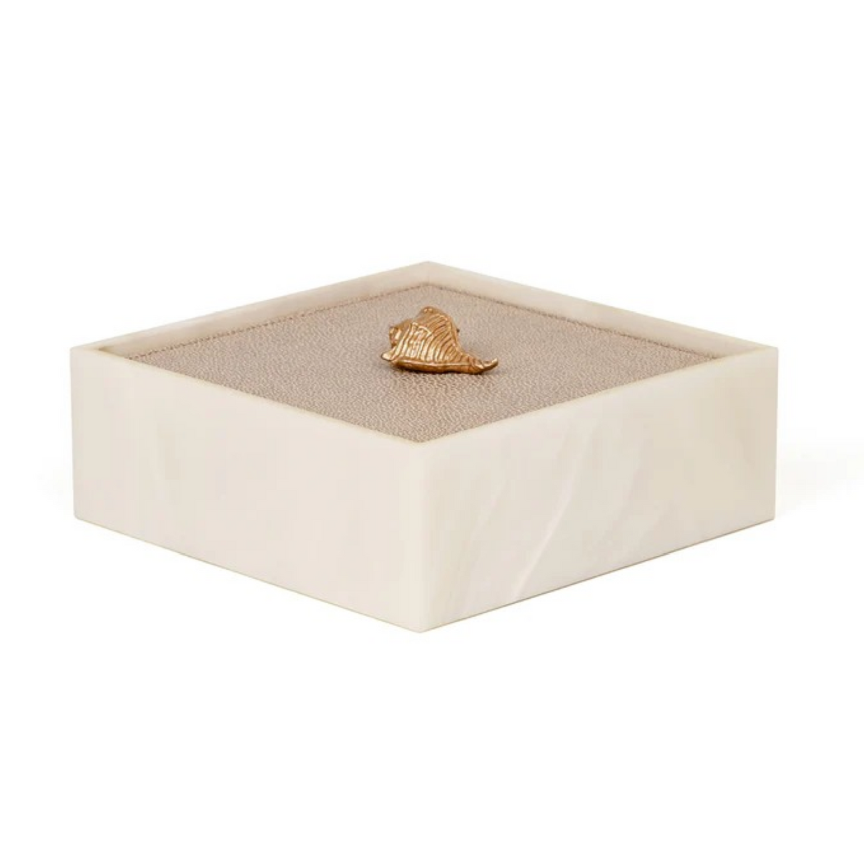 Leather Lidded Square Box L | Pinetti Bea | OROA.com