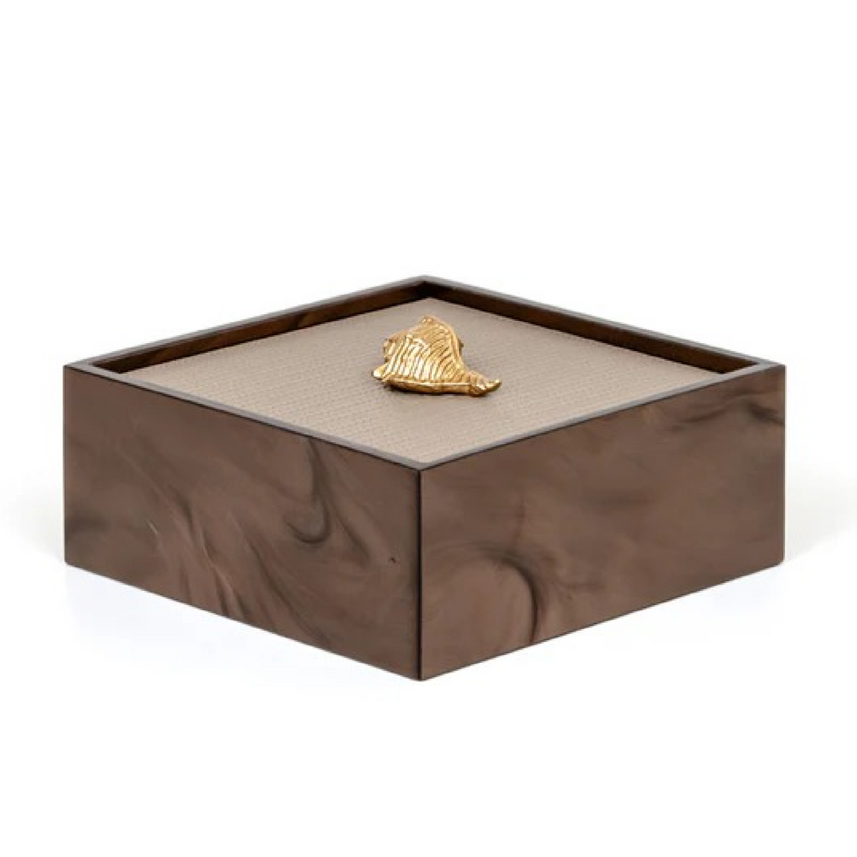 Leather Lidded Square Box L | Pinetti Bea | OROA.com