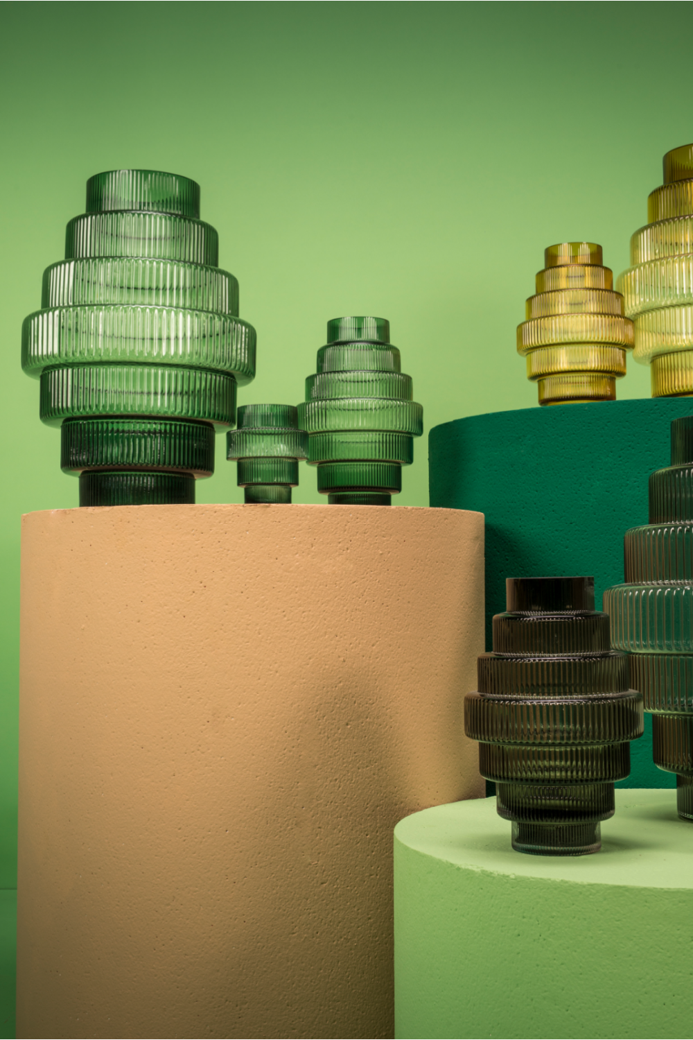 Green Tiered Glass Vase | Oroa.com