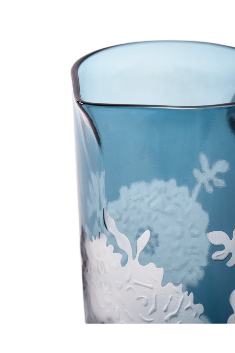 Floral Patterned Blue Glass Pitcher | Pols Potten Peony | Oroa.com