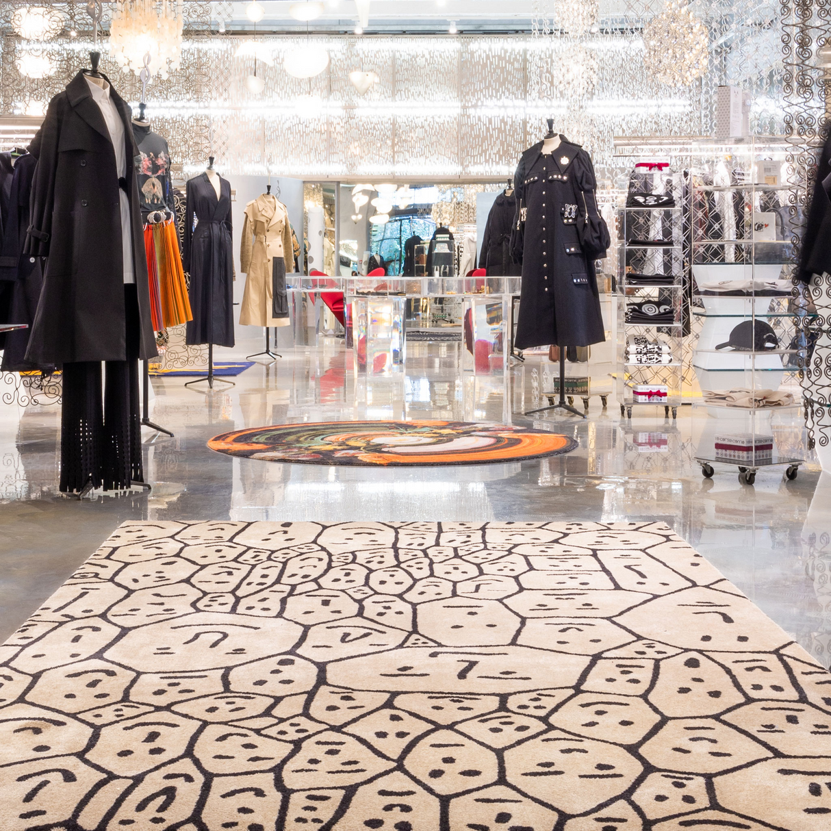 Face Illustration Beige Rug 10' x 6'7" | Qeeboo People One | OROA.com