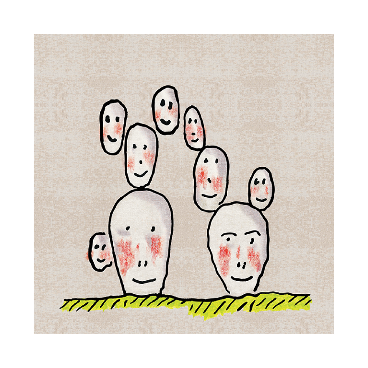 Facial Drawings Carpet 6'7" x 6'7" | Qeeboo Prickly Pear | Oroa.com