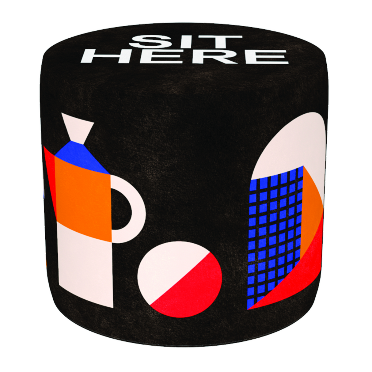 Multicolored Print Pouf | Qeeboo Oggian Sit Here | OROA.com