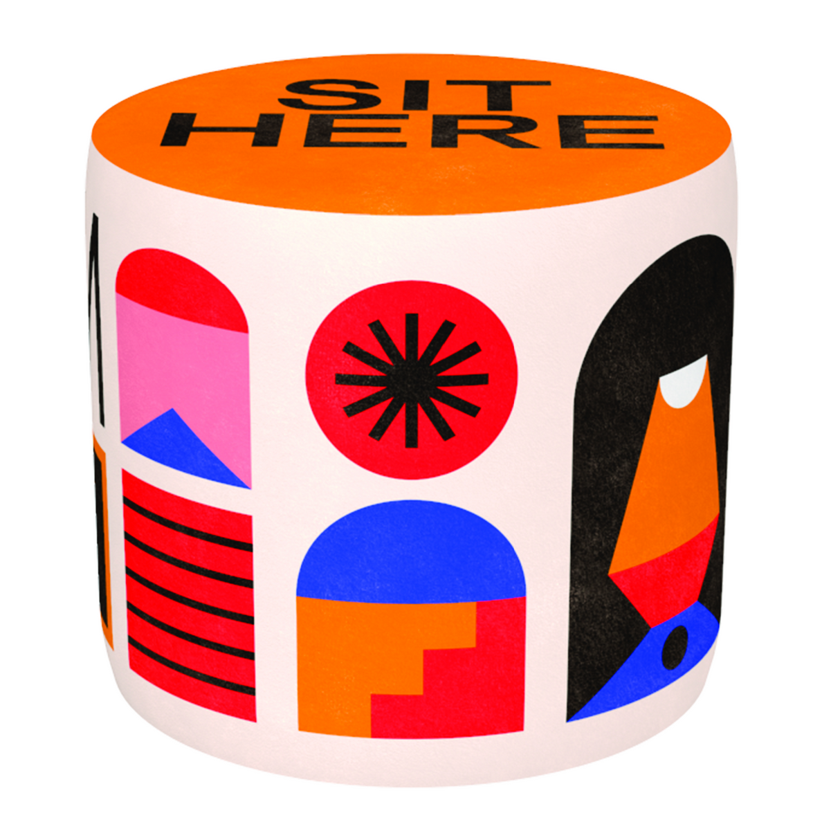 Multicolored Print Pouf | Qeeboo Oggian Sit Here | OROA.com