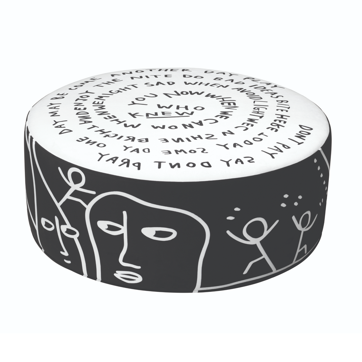 Stylized Drawings Round Pouf L | Qeeboo Dawn | OROA.com