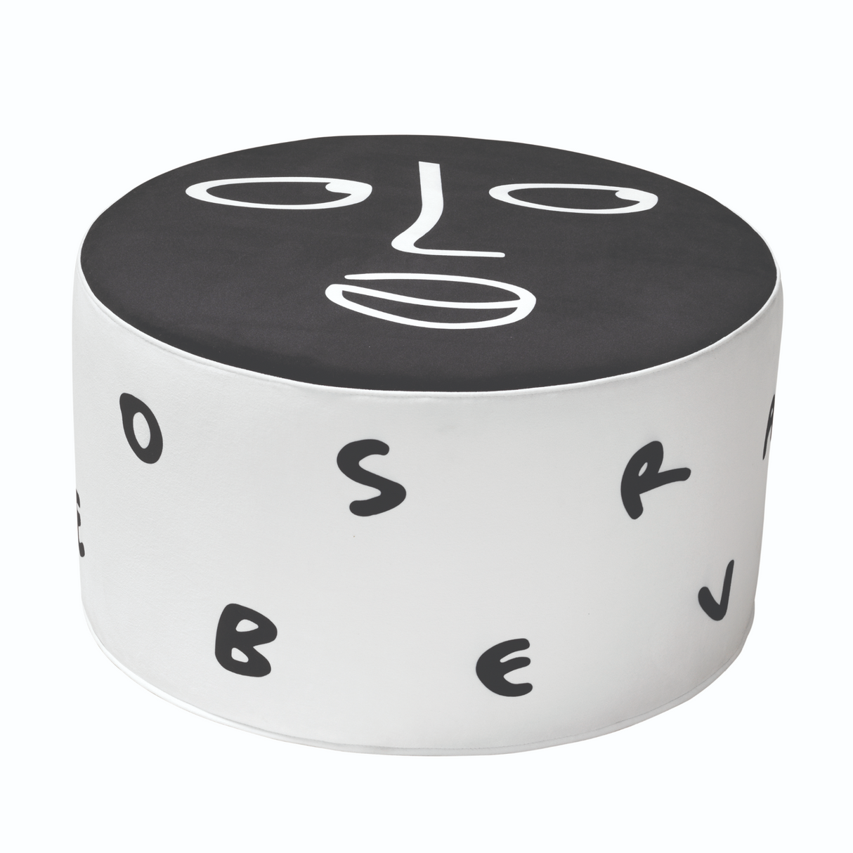Graphic Print Round Pouf M | Qeeboo Midnight Monologue | OROA.com