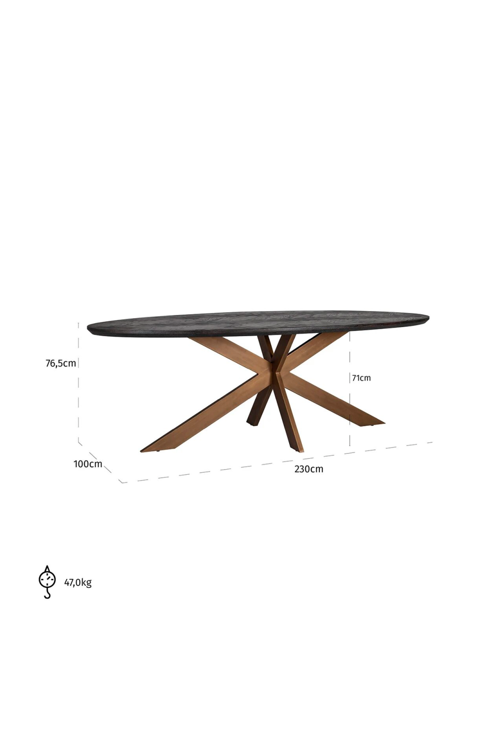 Oval Black Oak Dining Table | Oroa.com