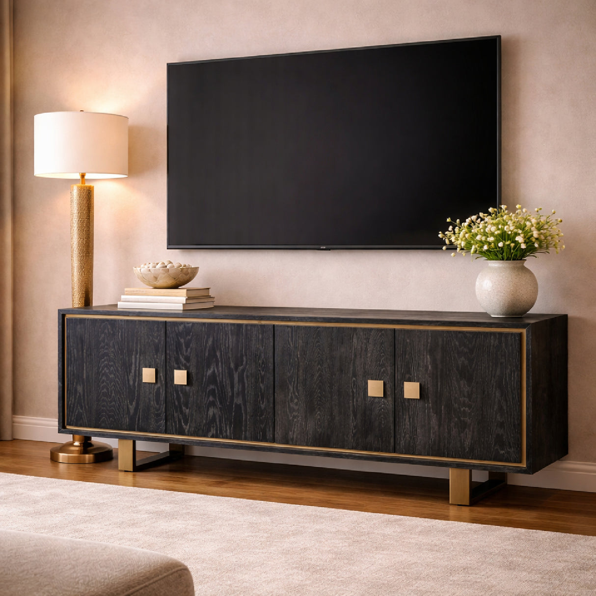 Black Oak Gold Accent Sideboard | Oroa.com