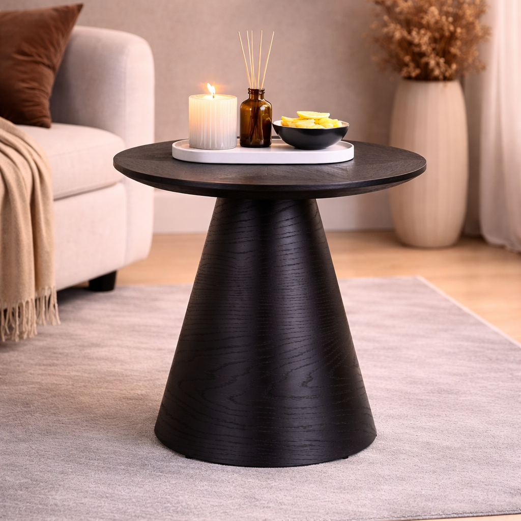 Black Oak Pedestal End Table | Oroa.com
