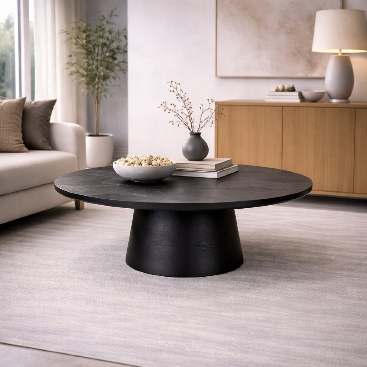 Black Oak Pedestal Coffee Table | Oroa.com