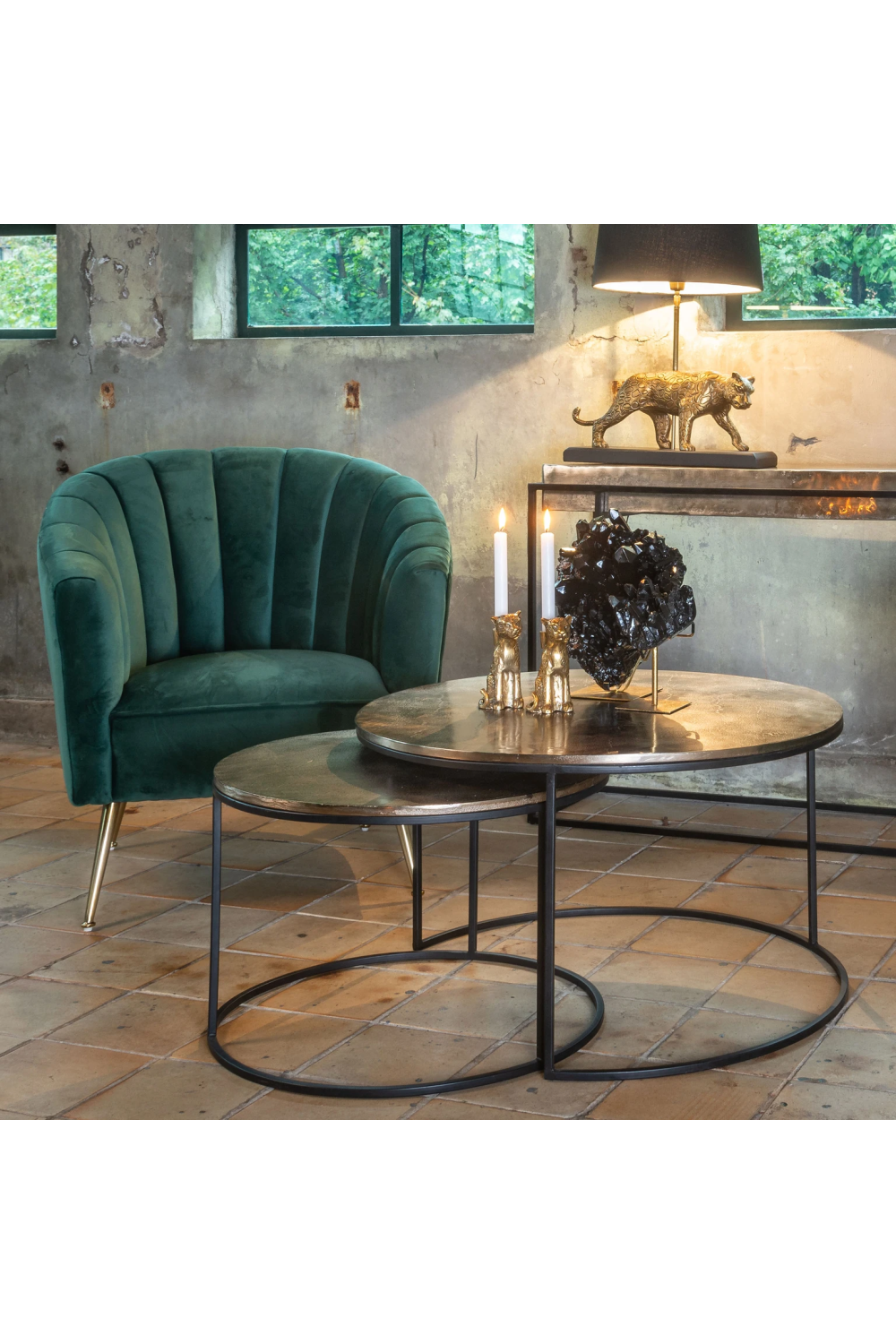 Round Gold Aluminum Nesting Coffee Table | Richmond Interiors Asher | Oroa.com