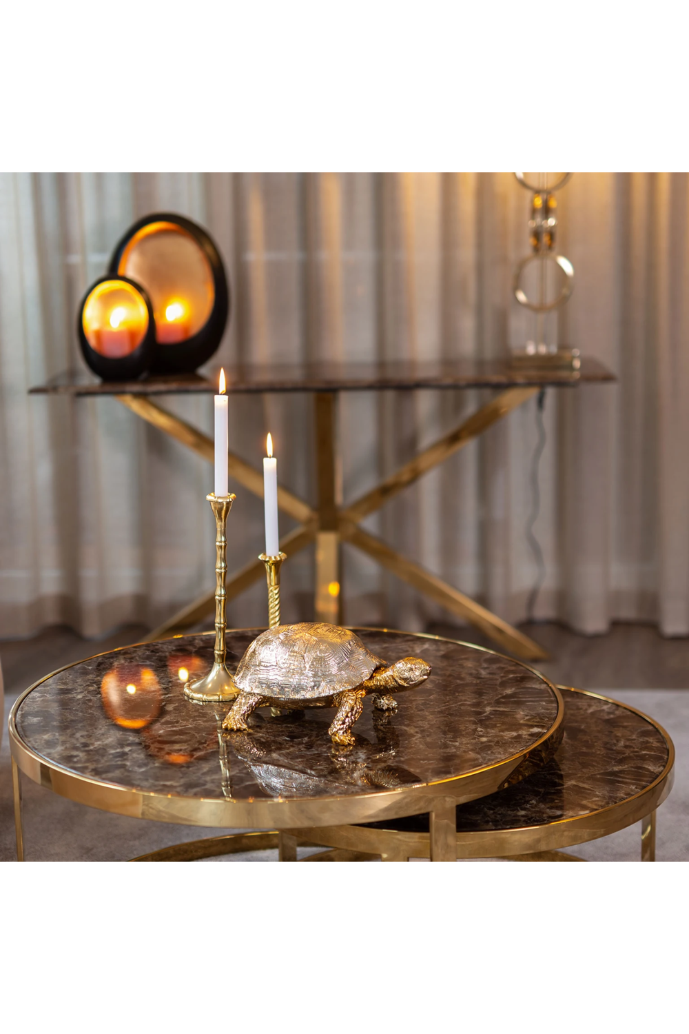 Gold Framed Marble Nesting Coffee Table | Richmond Interiors Conrad | Oroa.com