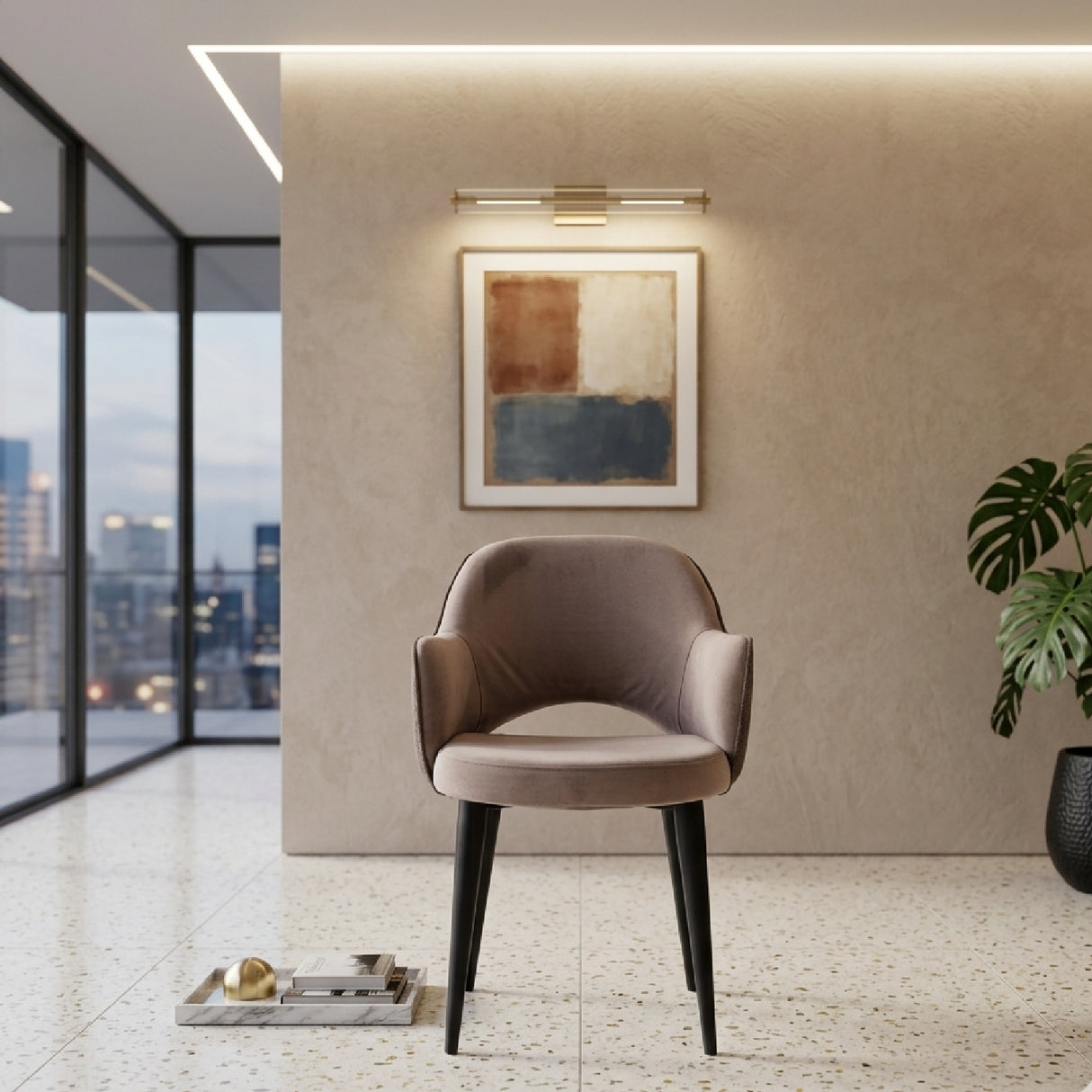 Khaki Cut-Out Back Dining Armchair | Oroa.com