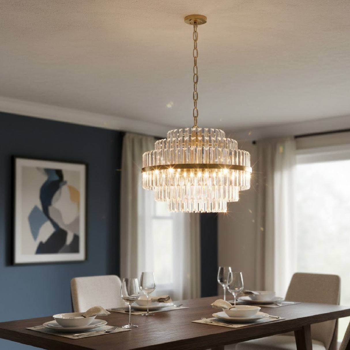 Modern European furniture - Tiered Crystal Glass Chandelier S - www.oroa.com | Oroa.com