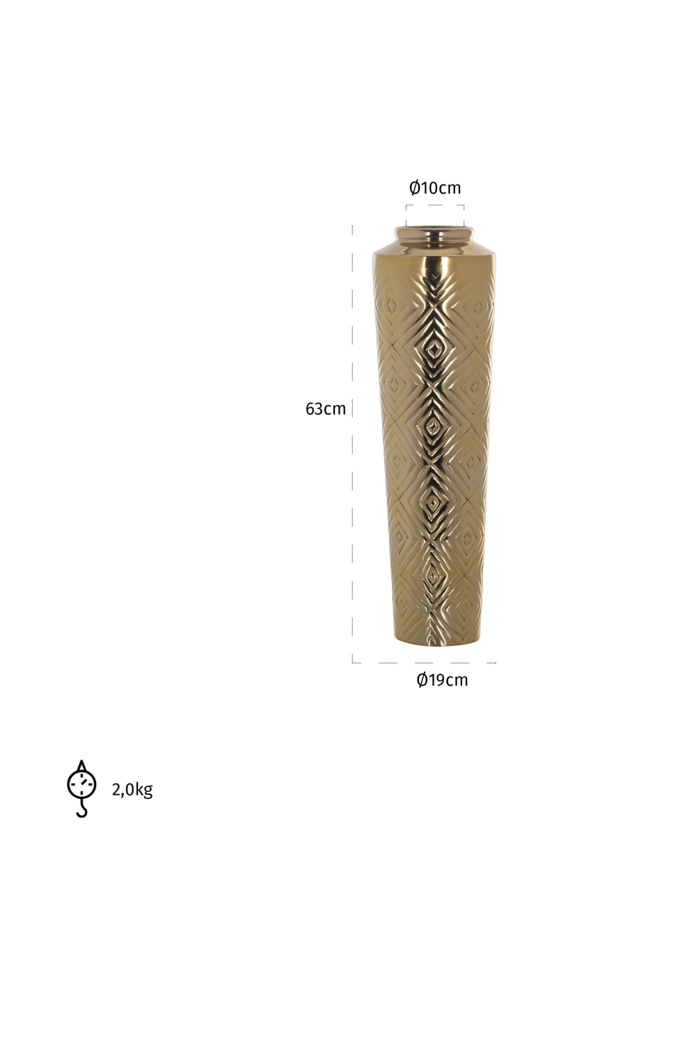 Gold Carved Vase | Oroa.com