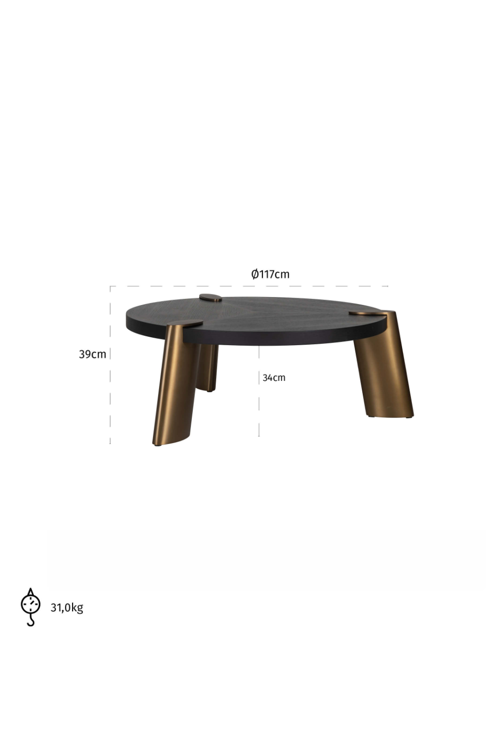 Black Oak Round Coffee Table | Richmond Interiors Brody | Oroa.com