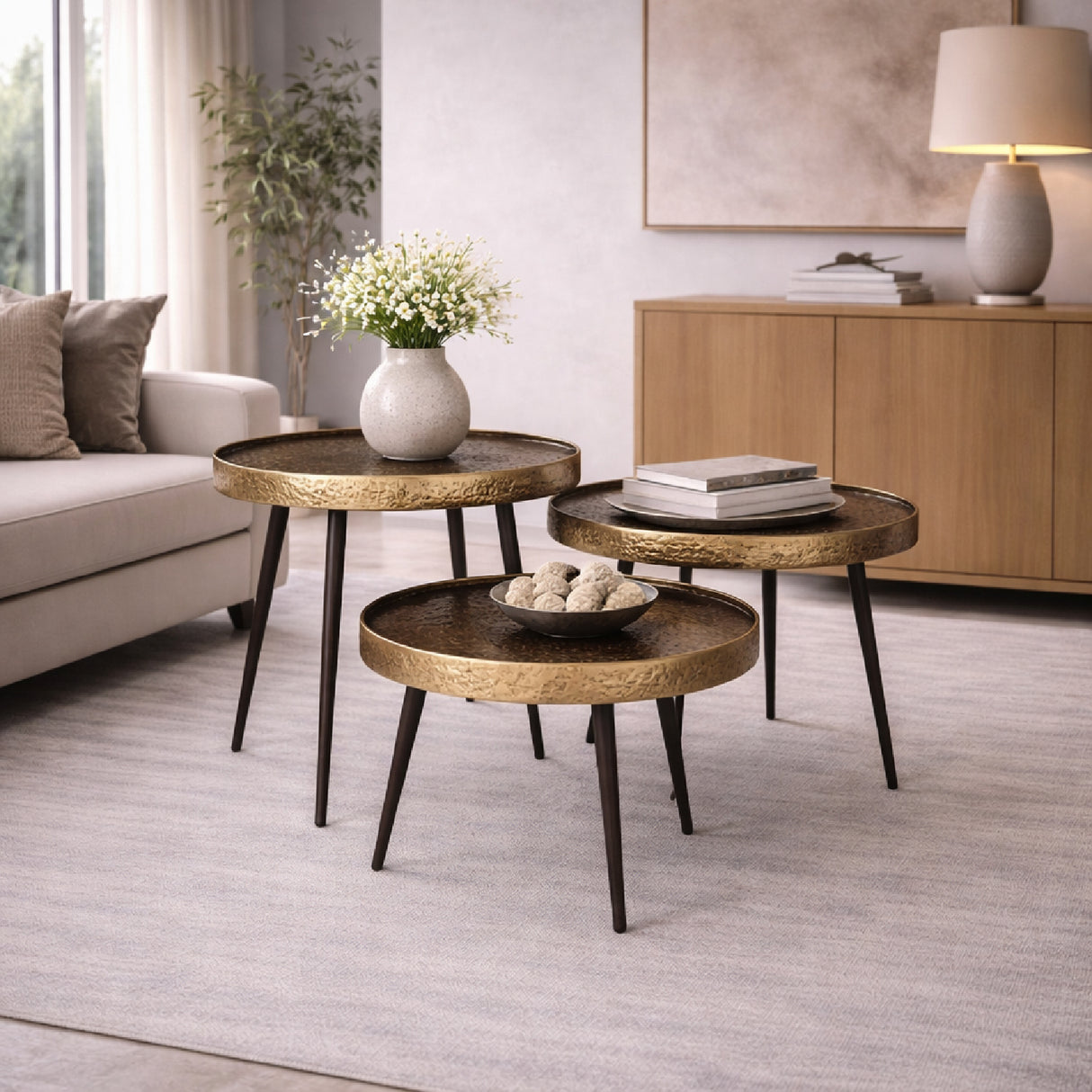 Rustic Gold Coffee Table Set (3) | Oroa.com