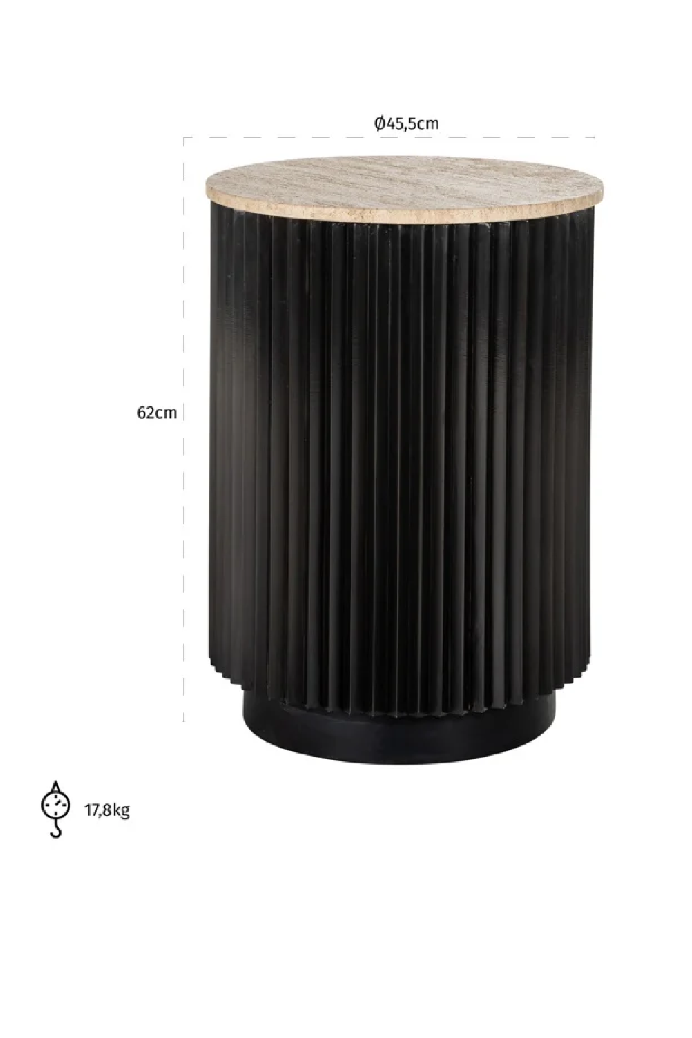 Round Travertine End Table | Oroa.com