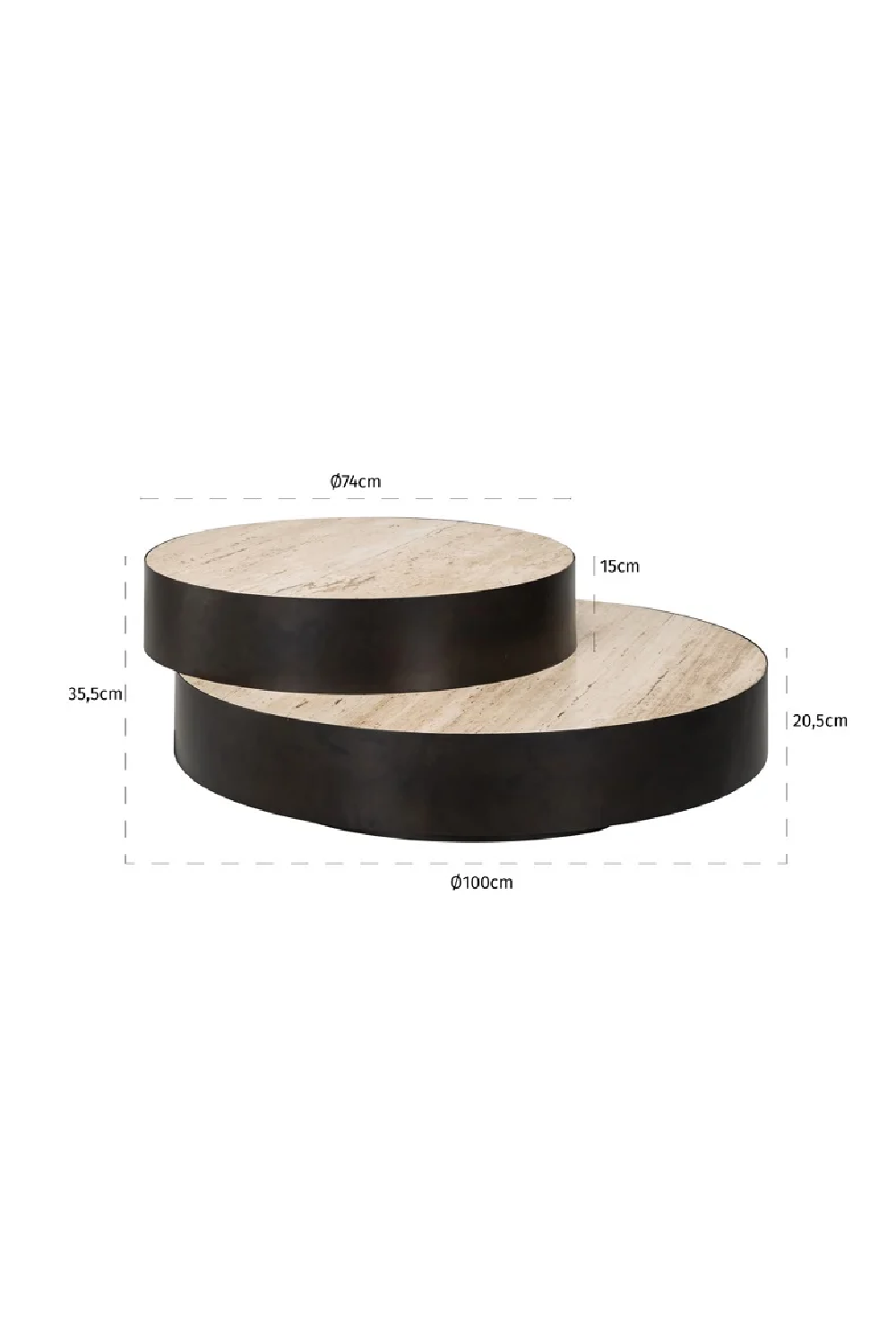 Round Travertine Layered Coffee Table | Richmond Interiors Avalon | Oroa.com
