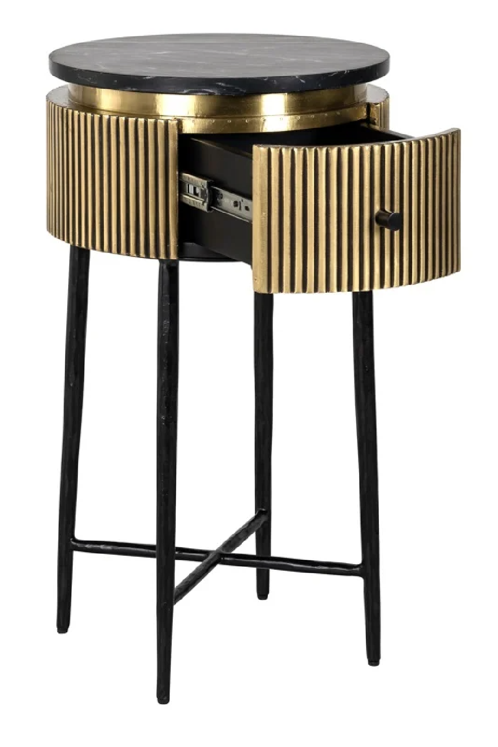 Round Marble 1-Drawer Side Table | Oroa.com
