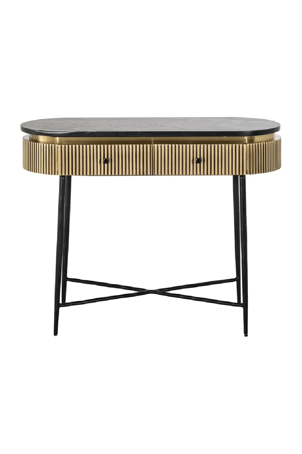 Oblong Marble 2-Drawer Console Table | Richmond Interiors Ironville | Oroa.com