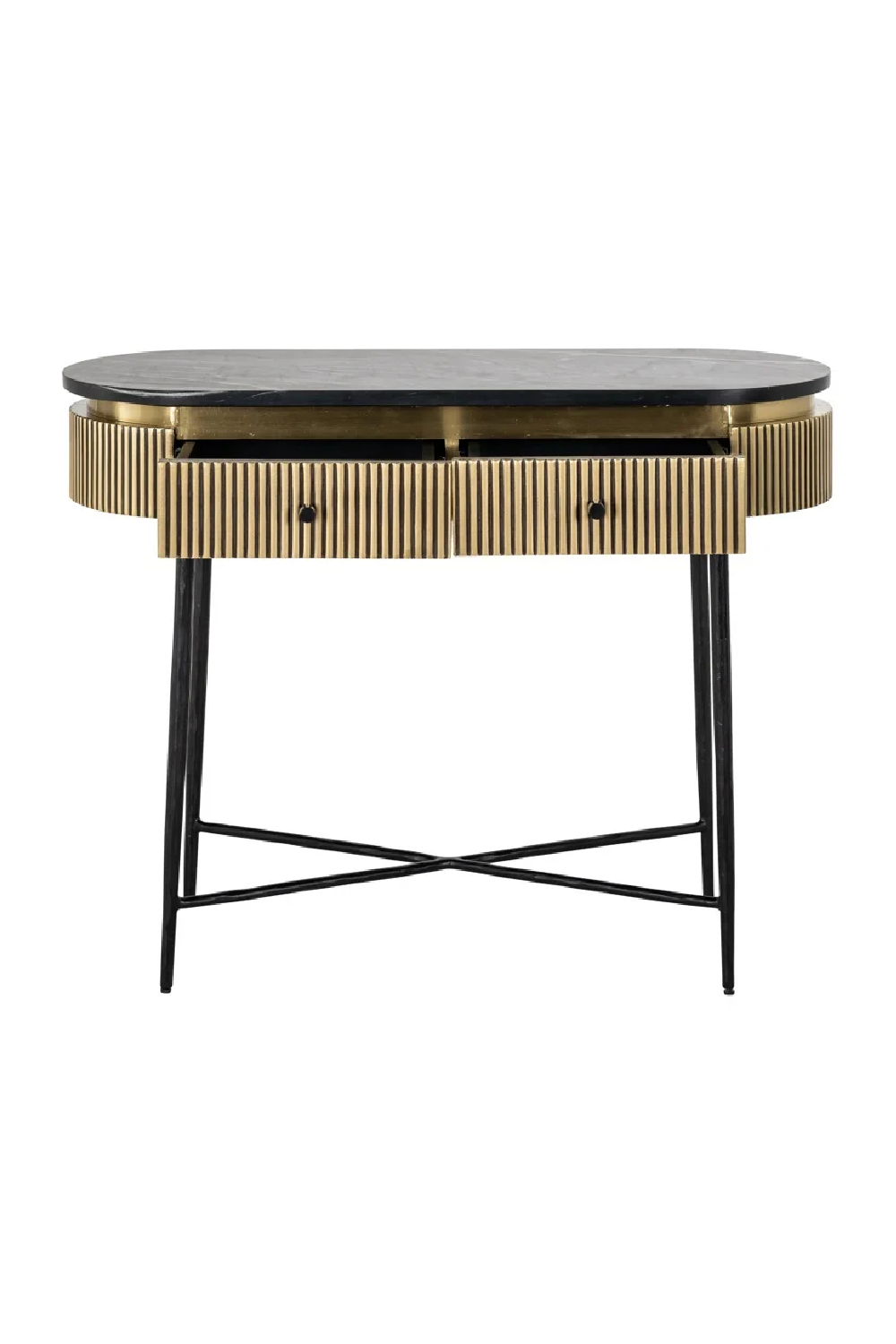 Oblong Marble 2-Drawer Console Table | Richmond Interiors Ironville | Oroa.com