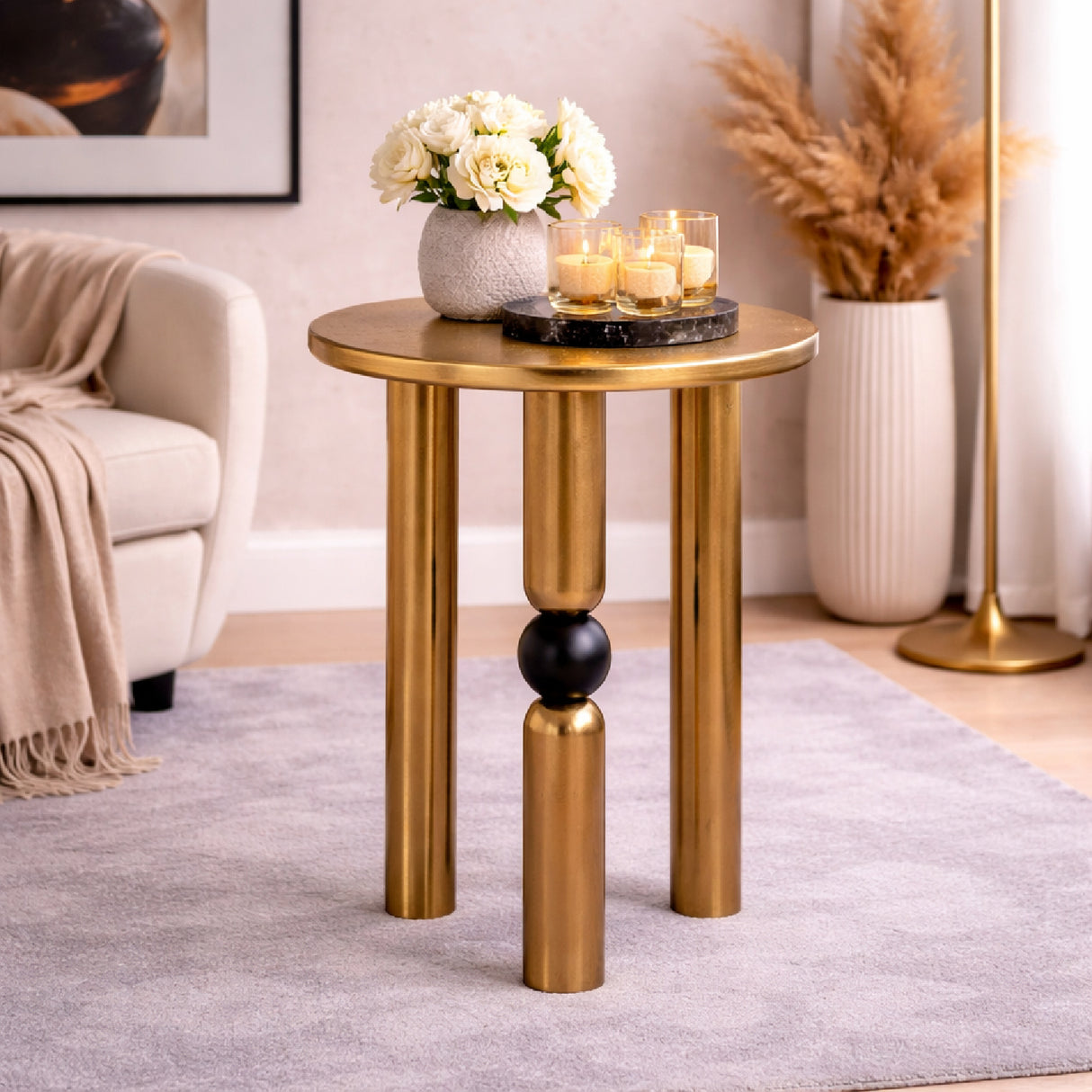 Gold Round Side Table | Oroa.com