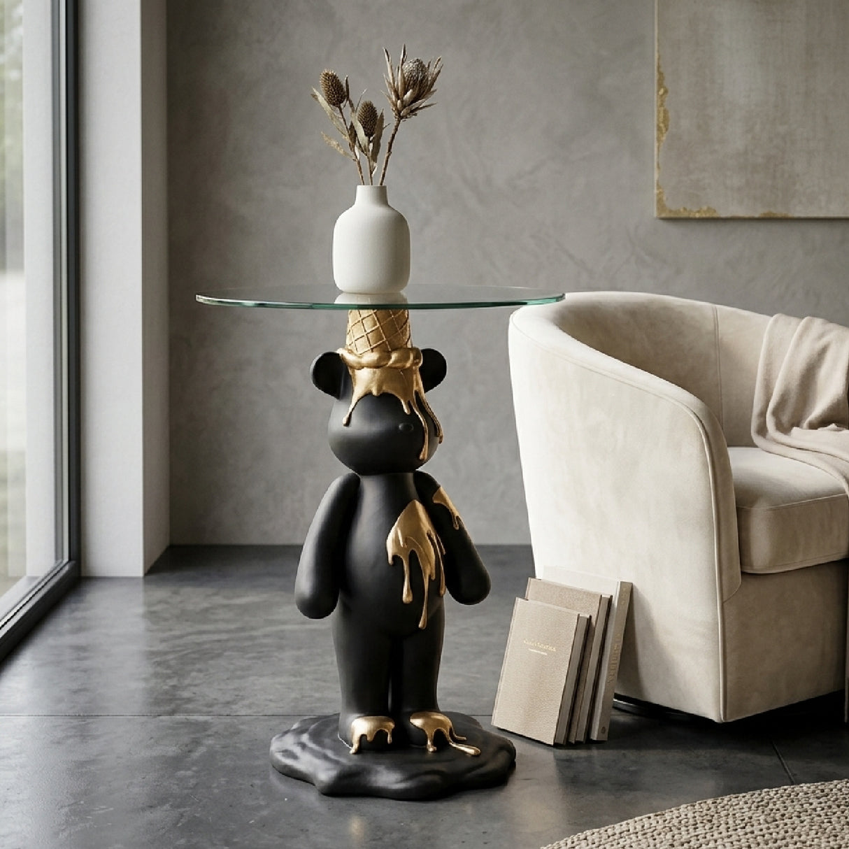 Modern European furniture - Black & Gold Bear End Table - www.oroa.com | Oroa.com