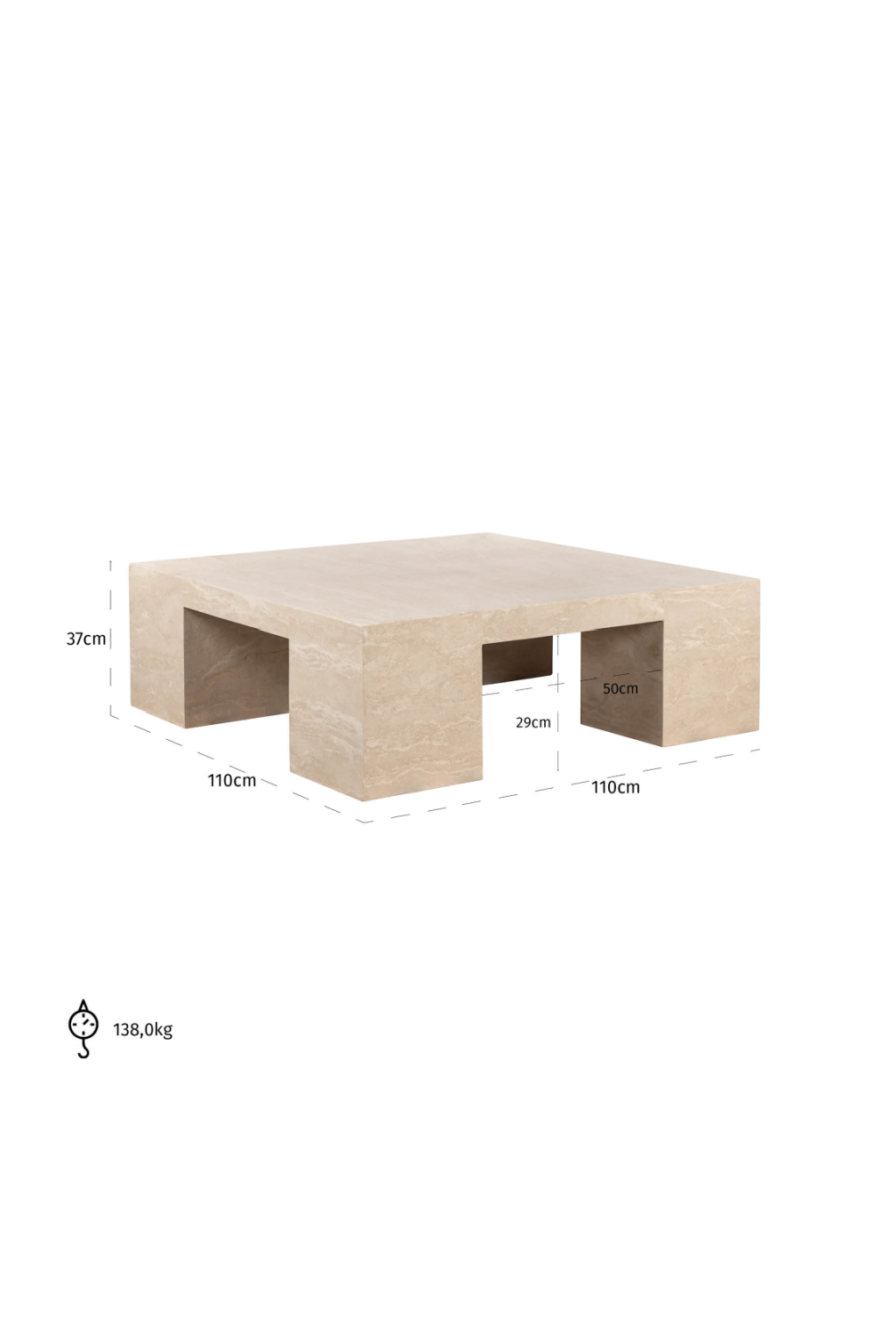 Beige Travertine Square Coffee Table | Richmond Interiors Biltmore | Oroa.com