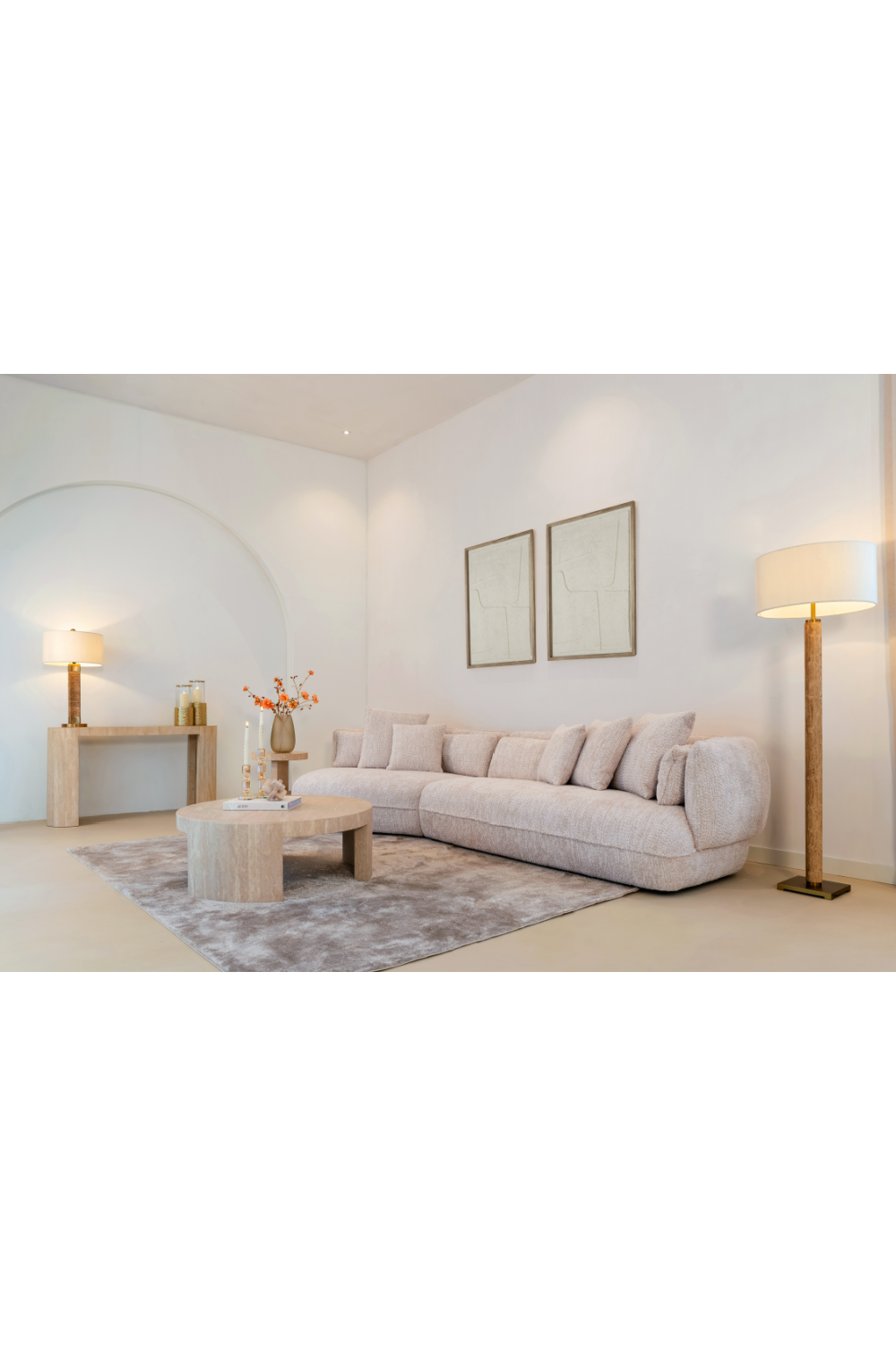 Beige Travertine Round Coffee Table | Richmond Interiors Biltmore | Oroa.com