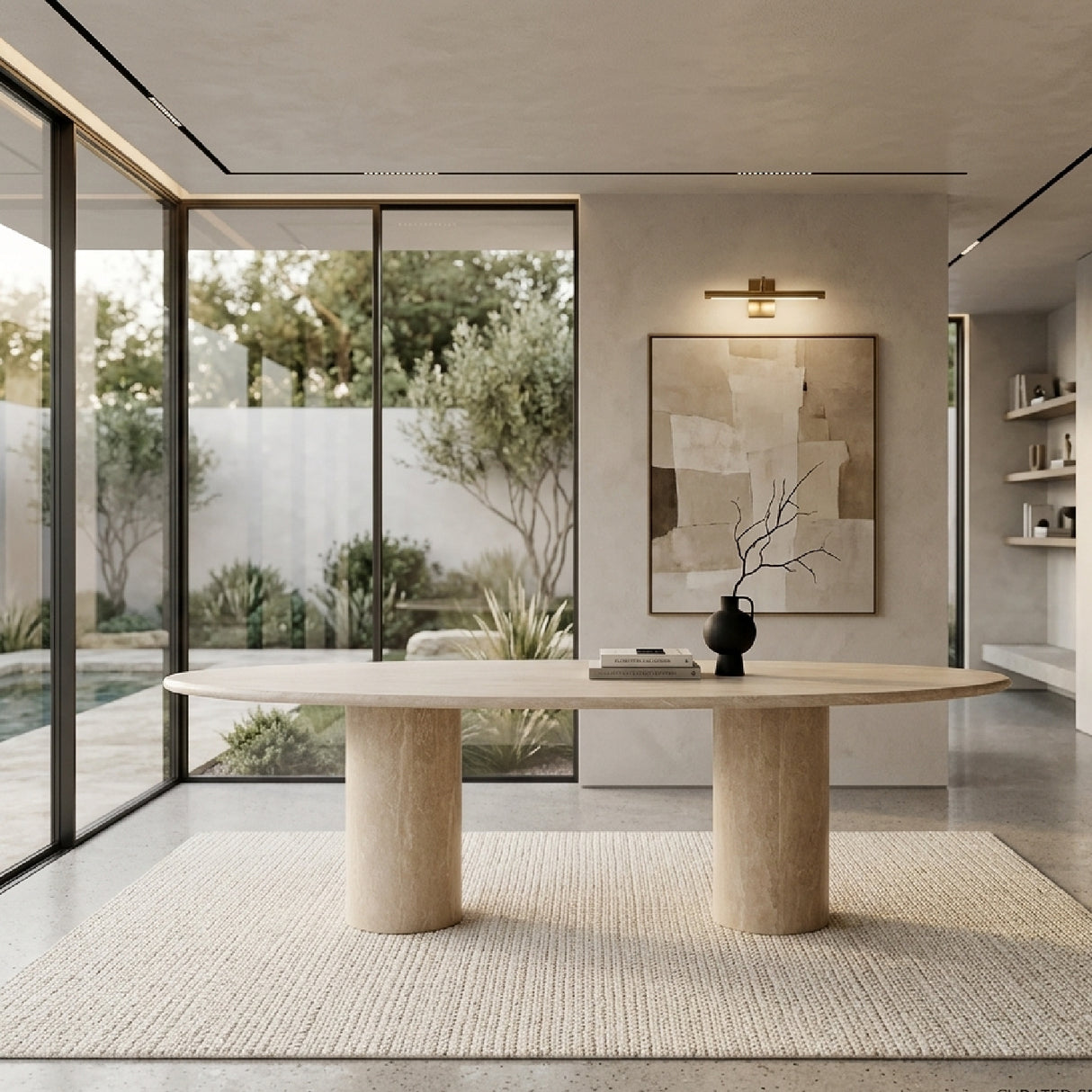Organic-Shaped Travertine Dining Table | Oroa.com
