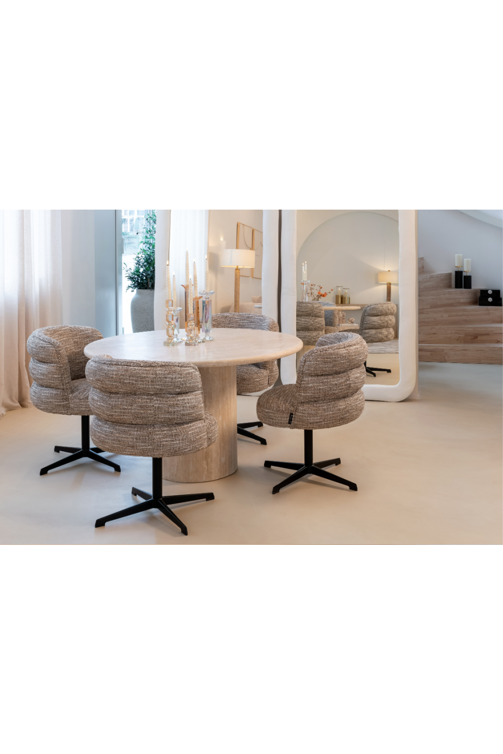 Round Travertine Dining Table | Oroa.com