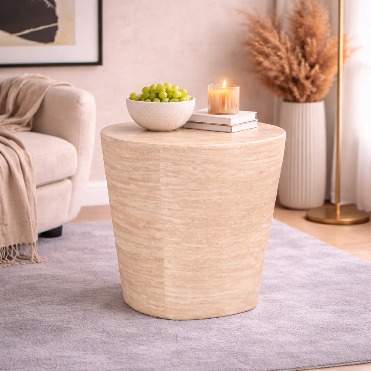 Travertine Side Table | Oroa.com