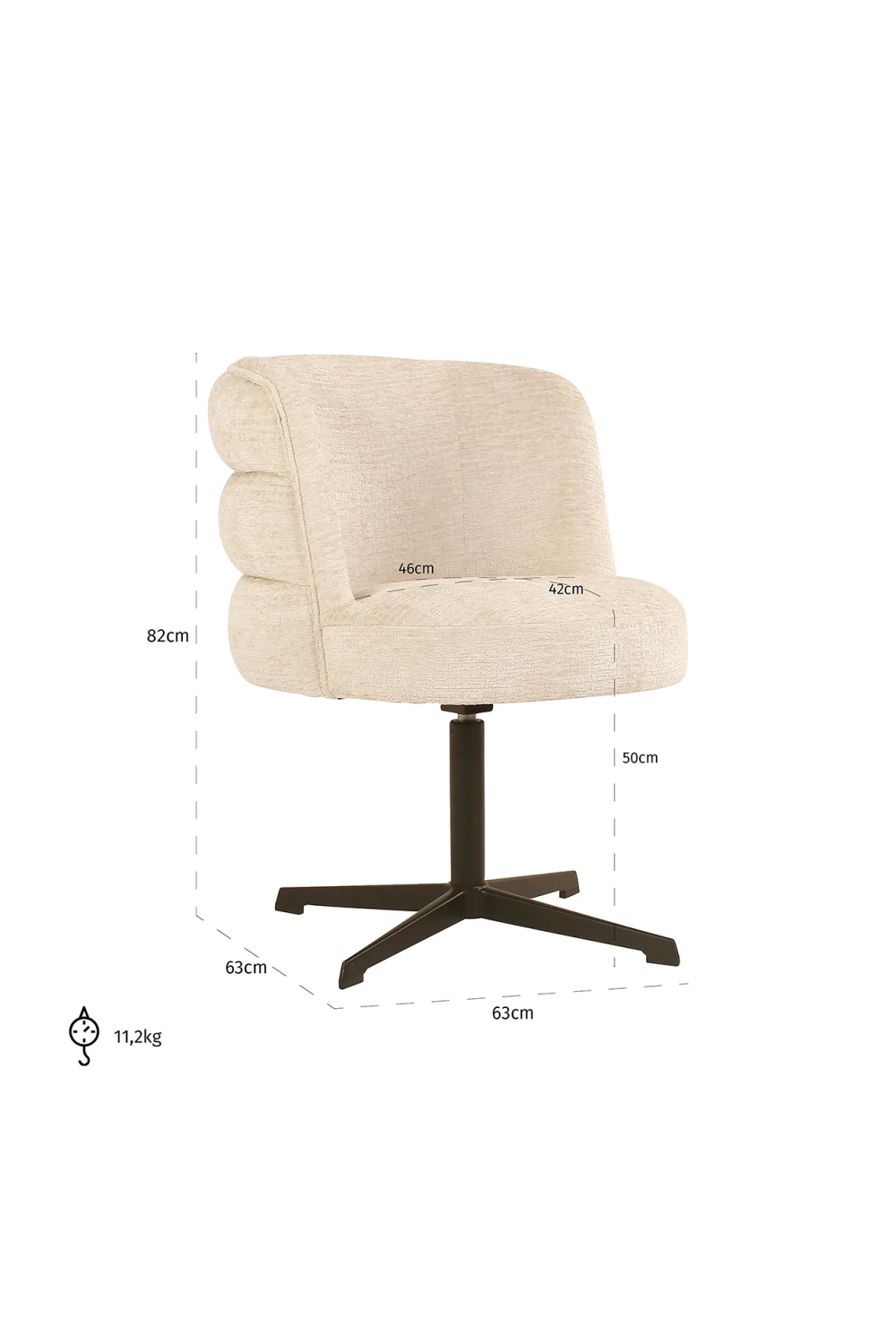 Cream Curved-Back Swivel Chair | Richmond Interiors Chadwick | Oroa.com
