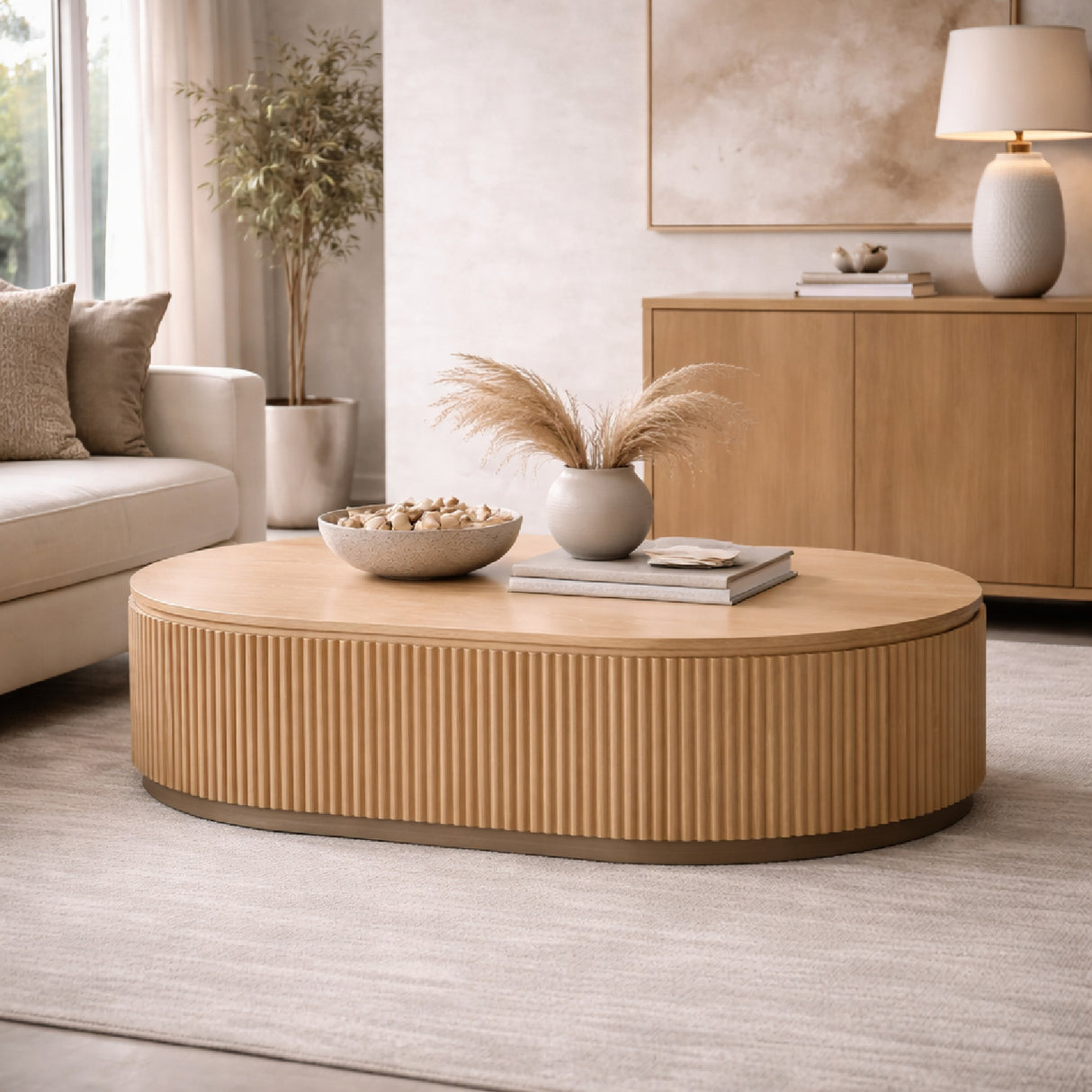Natural Oak Oval Coffee Table | Oroa.com