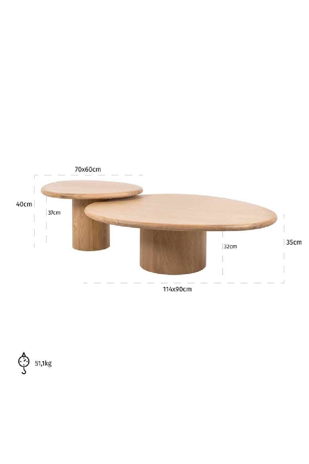 Natural Oak Coffee Table Set (2) | Oroa.com
