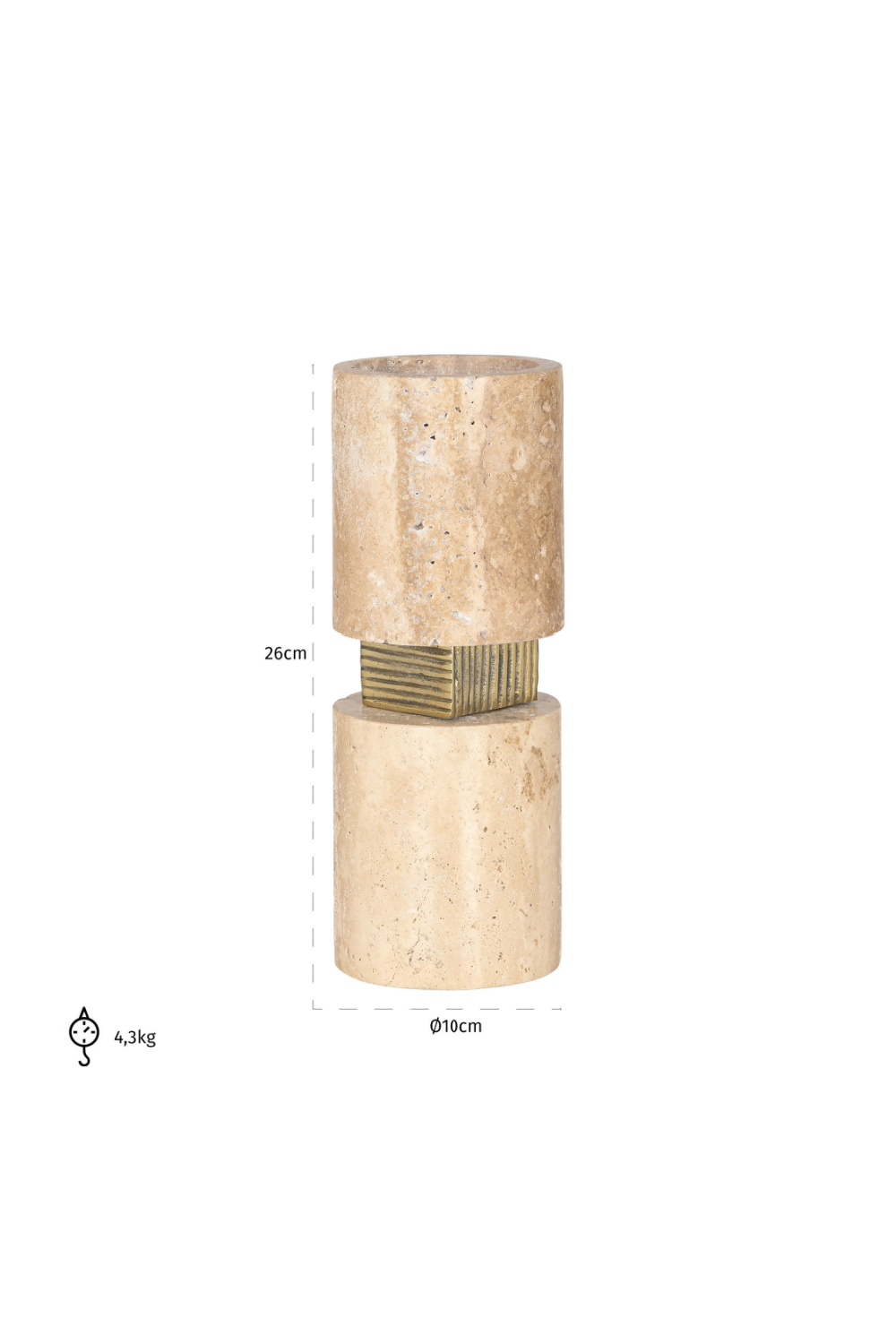 Beige Travertine Candle Holder | Richmond Interiors Boaz | Oroa.com