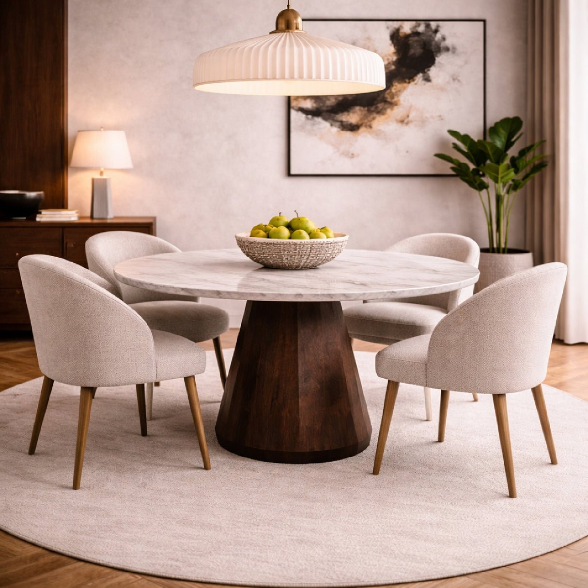 Round Marble Brown Dining Table | Oroa.com
