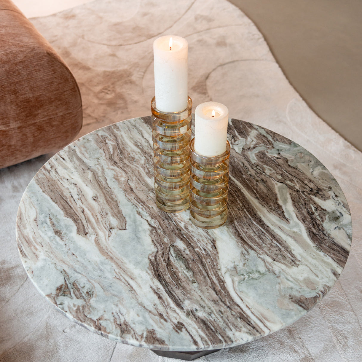 Round Marble Brown Coffee Table | Oroa.com