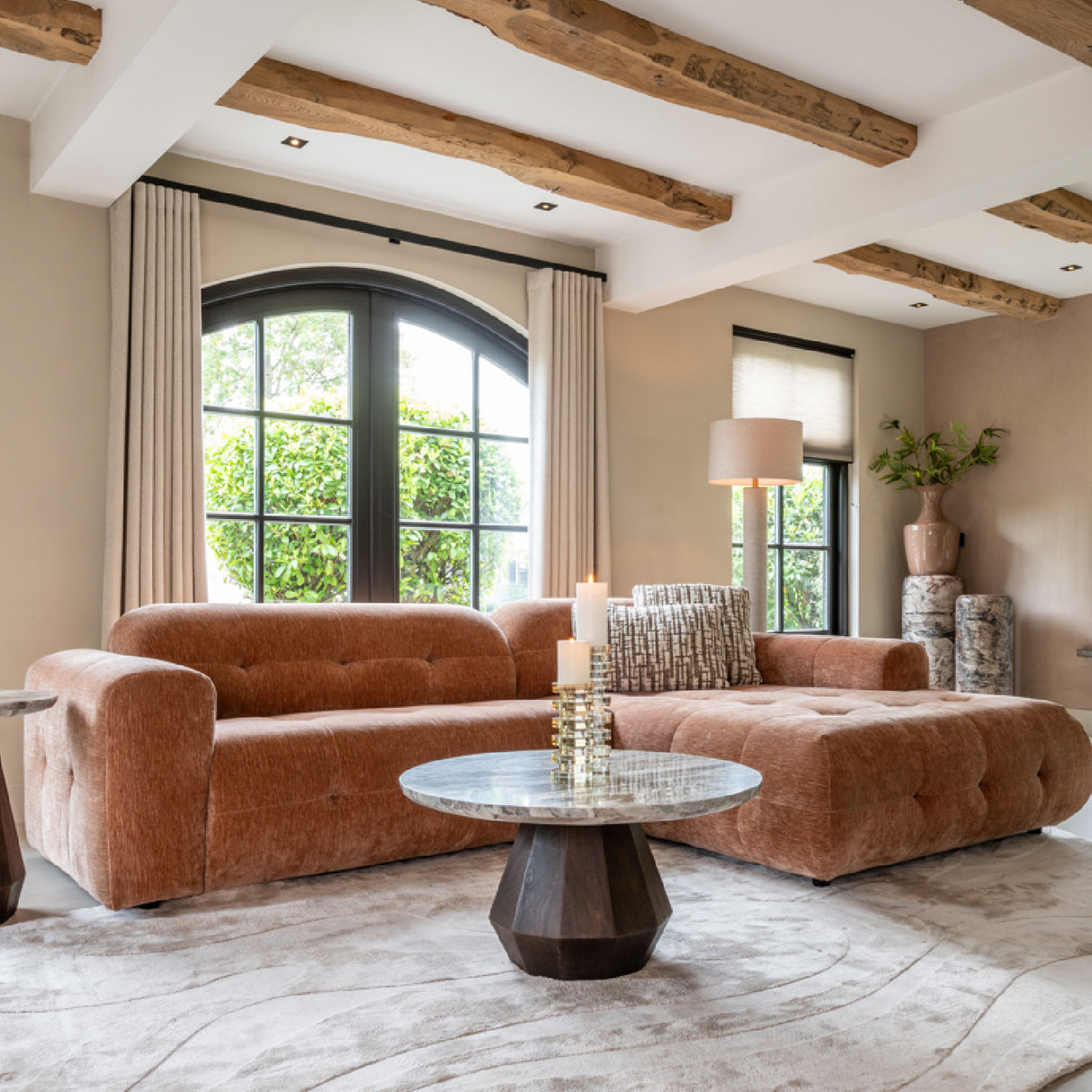 Round Marble Brown Coffee Table | Oroa.com