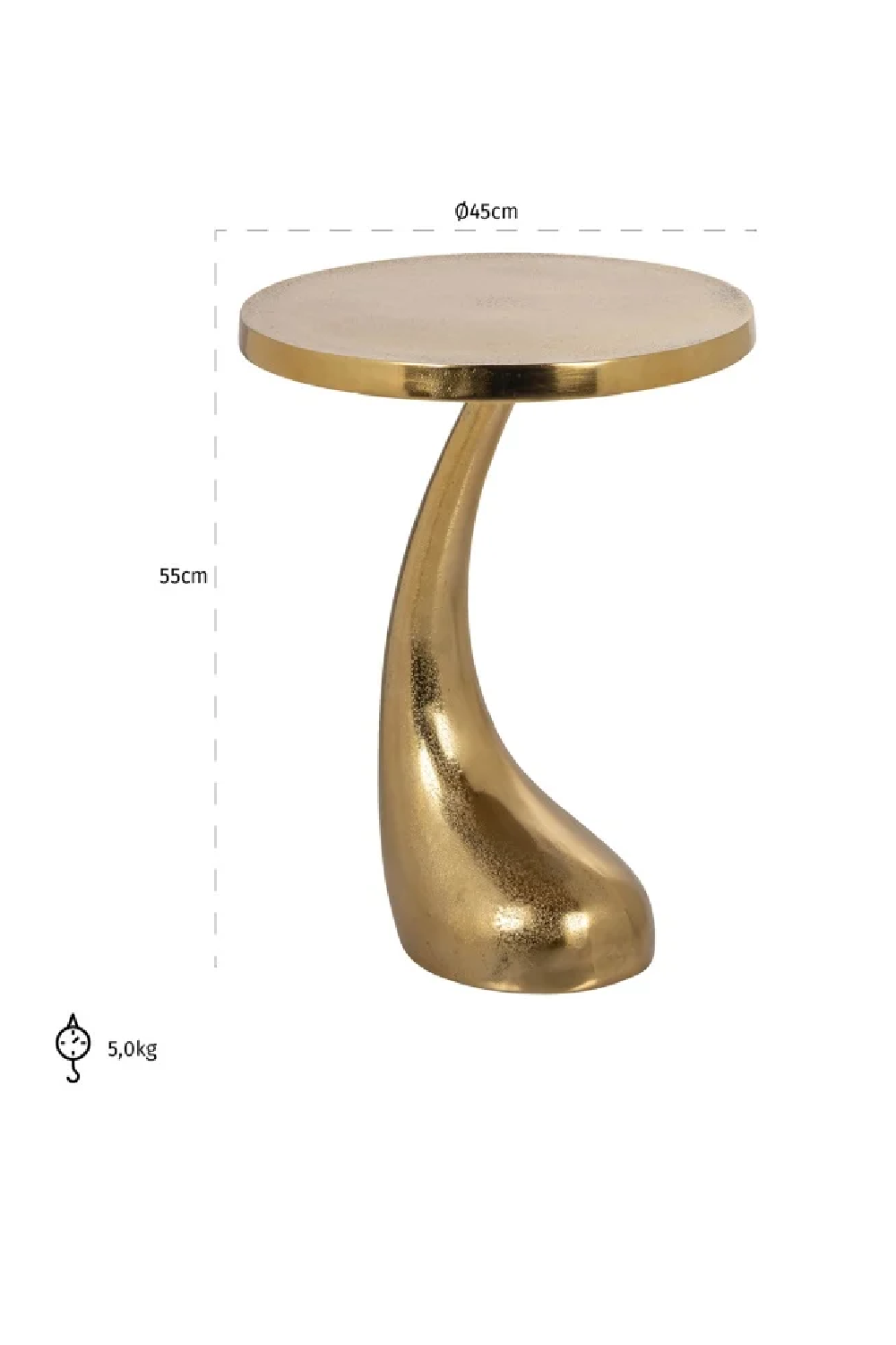 Gold Curved Pedestal End Table | Oroa.com