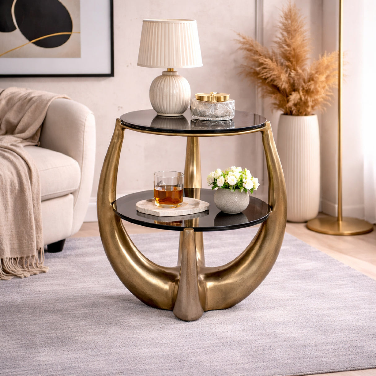 Gold 2-Layer End Table | Oroa.com