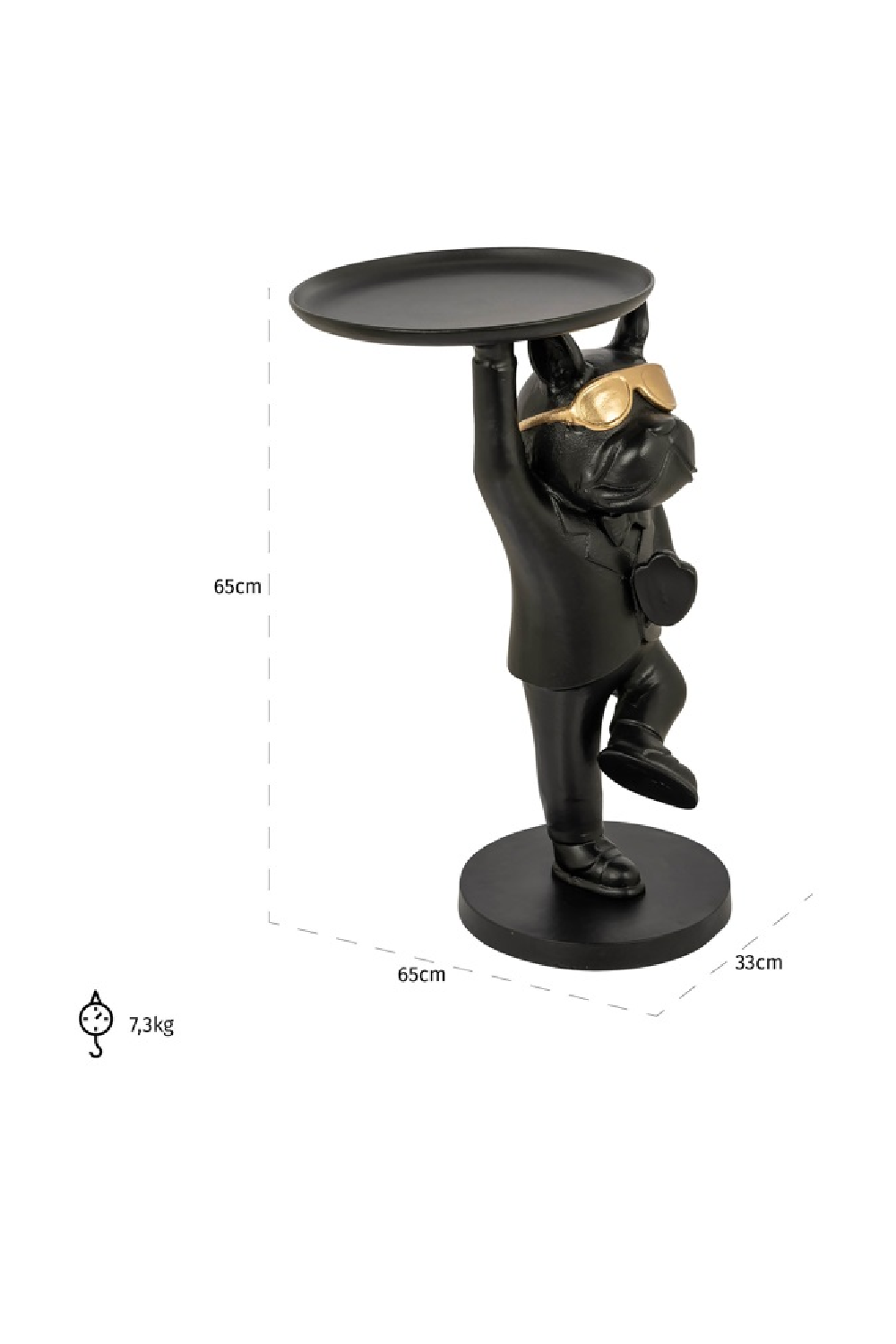 Dog Sculpture Black End Table | Richmond Interiors Bullie | Oroa.com