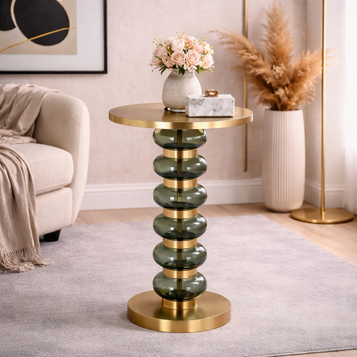 Green Glass End Table | Oroa.com