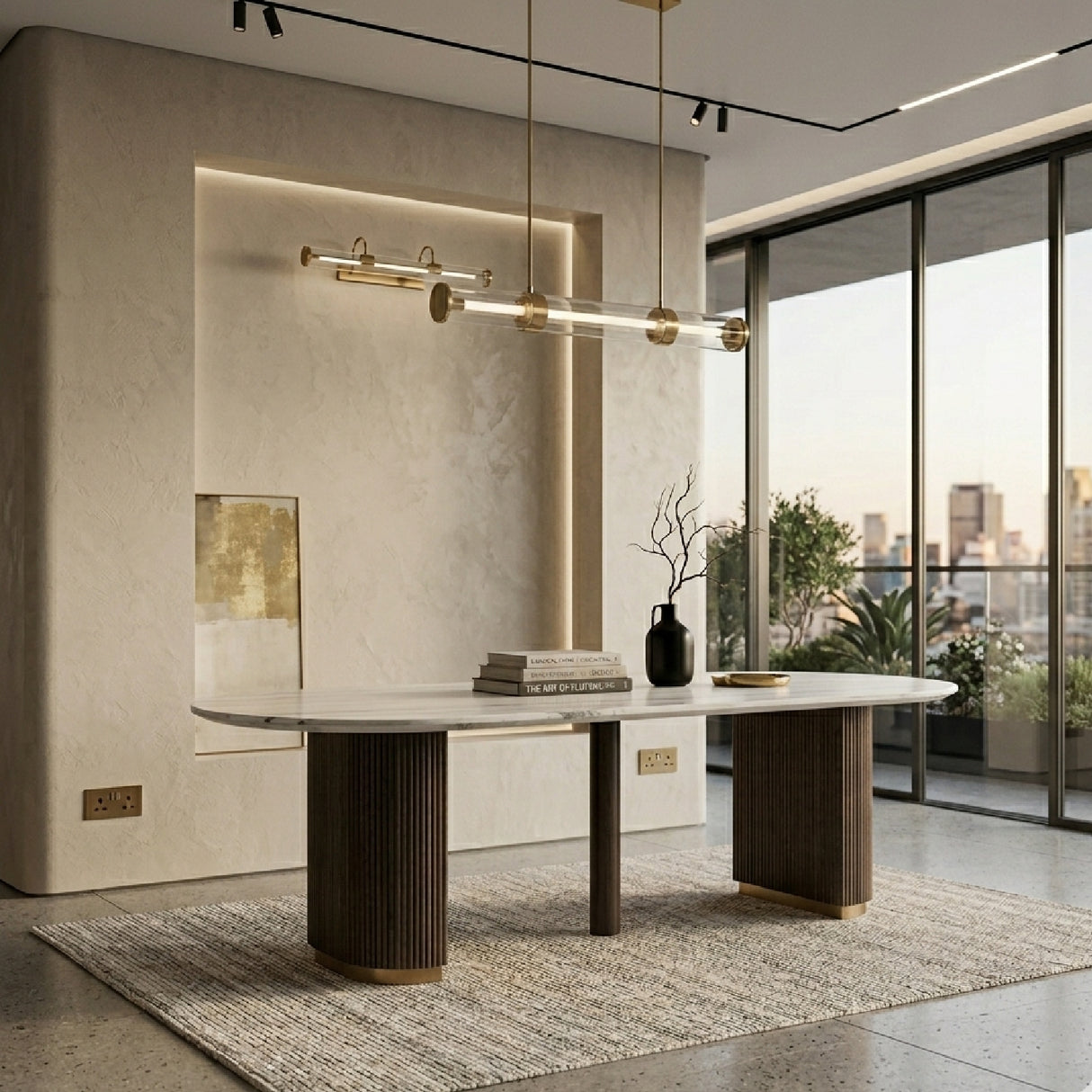 Ribbed Wood Base Dining Table | Oroa.com