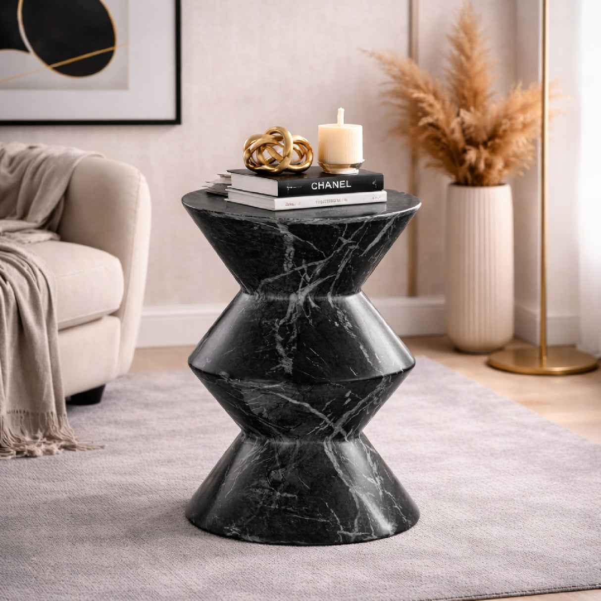 Black Stone Angular End Table | Oroa.com